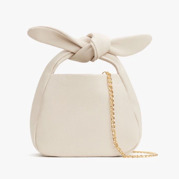 Cuyana Handbags - Cuyana Pebbled Leather Mini Bow Bag in Ecru